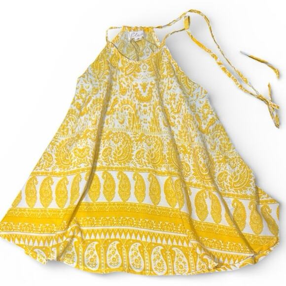 Elan Tops - Elan Yellow Paisley Halter Top Small NWT Boho Flowy Tank Summer